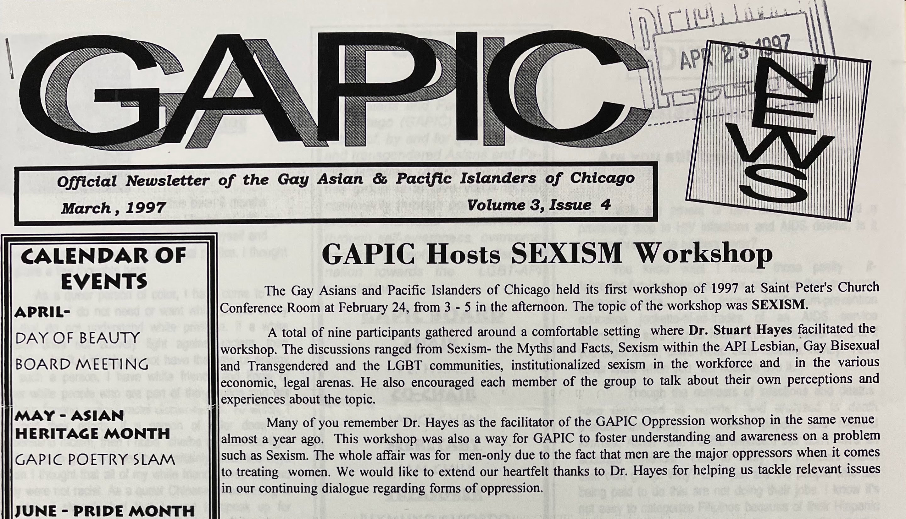 Are There Really Only Two Asian Lesbians in Chicago?: Queer Asian Visibility and Community Formation in Chicago, 1980s-1990s